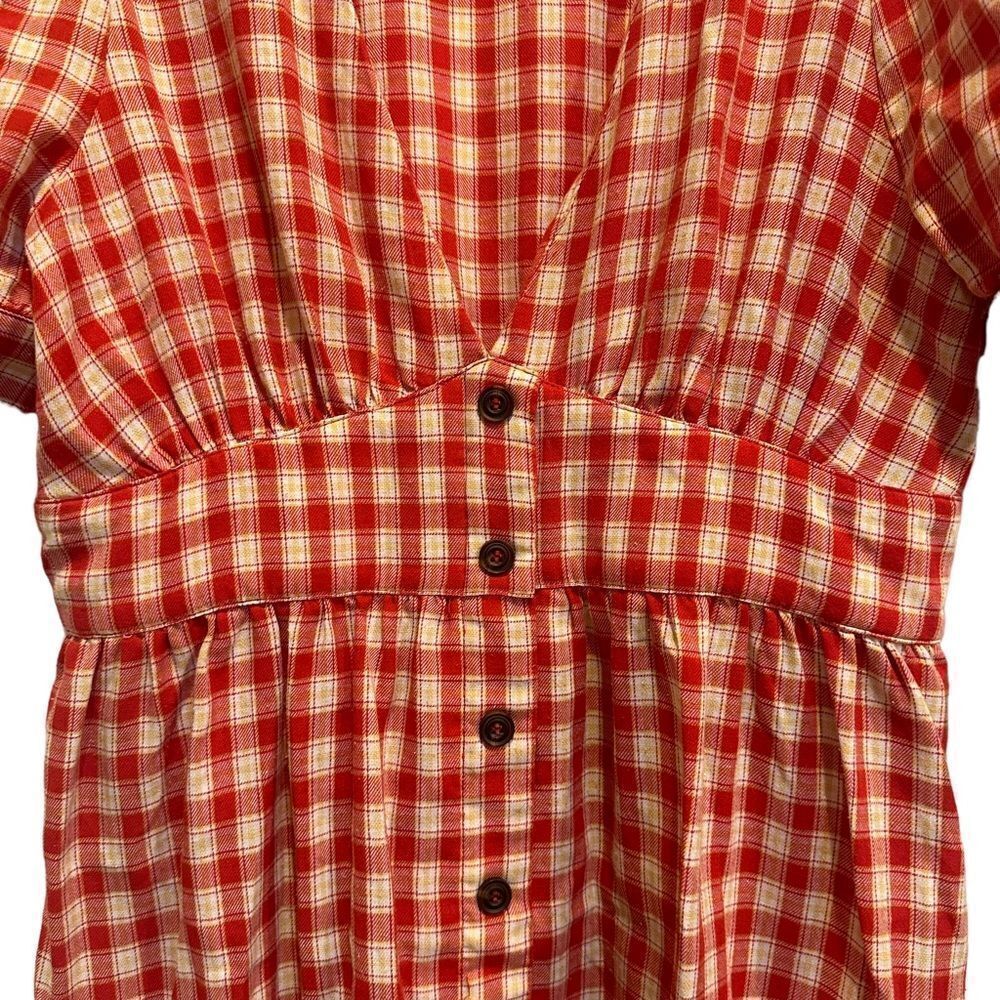 Moon River Red Gingham Midi Dress - Picture 6 of 14